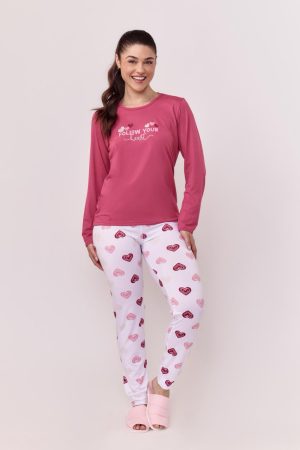 Pj-5897-PIJAMA LEGGING SUEDY FASHION AD-coração rosa