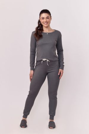 Pj-5933-PIJAMA SUEDY CANELADO SLIM AD-chumbo