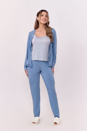 Pj-5937-PIJAMA 3 PEÇAS VISCO ROMÂNTICA AD-azul
