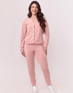 Pj-5966-PIJAMA ABERTO TRICOT AD-rosa