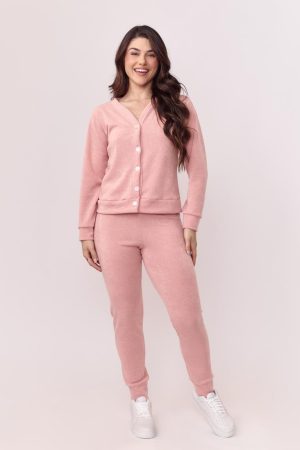 Pj-5966-PIJAMA ABERTO TRICOT AD-rosa