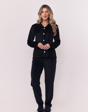 Pj-5969-PIJAMA AMERICANO FLANEL CAN. CONFORT-preto